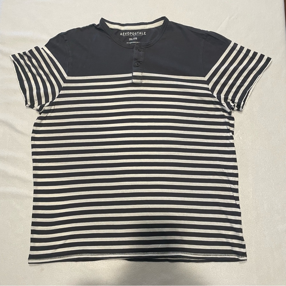 Aeropostale shirts, gray and white stripes, XXL